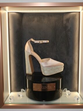 💎SOLD💎Cape Robbin Champagne Crystal-Embellished Platform Heels